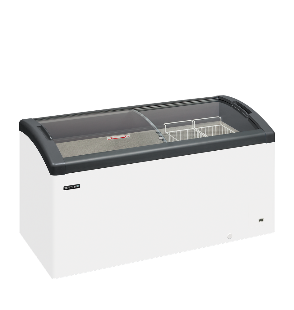 Elcold FOCUS 151 GREY Sliding Curved Glass Lid Chest Freezer