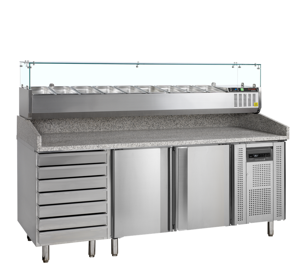 TEFCOLD PT1310 + GVC38-200 Pizza Table with Topping unit