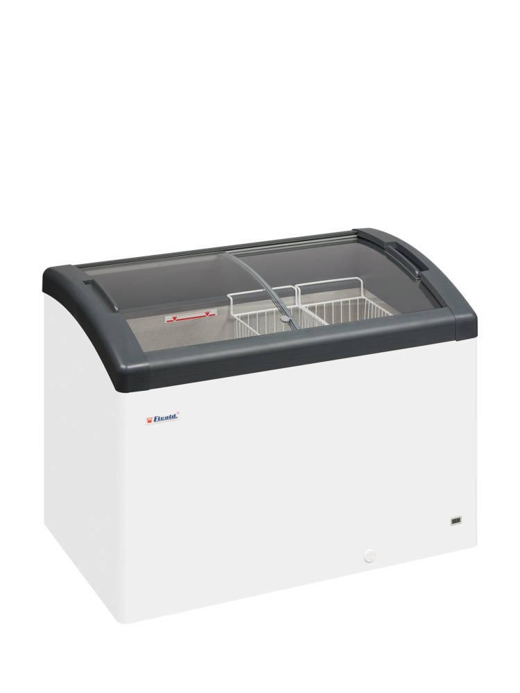 Elcold FOCUS 106 GREY Sliding Curved Glass Lid Chest Freezer