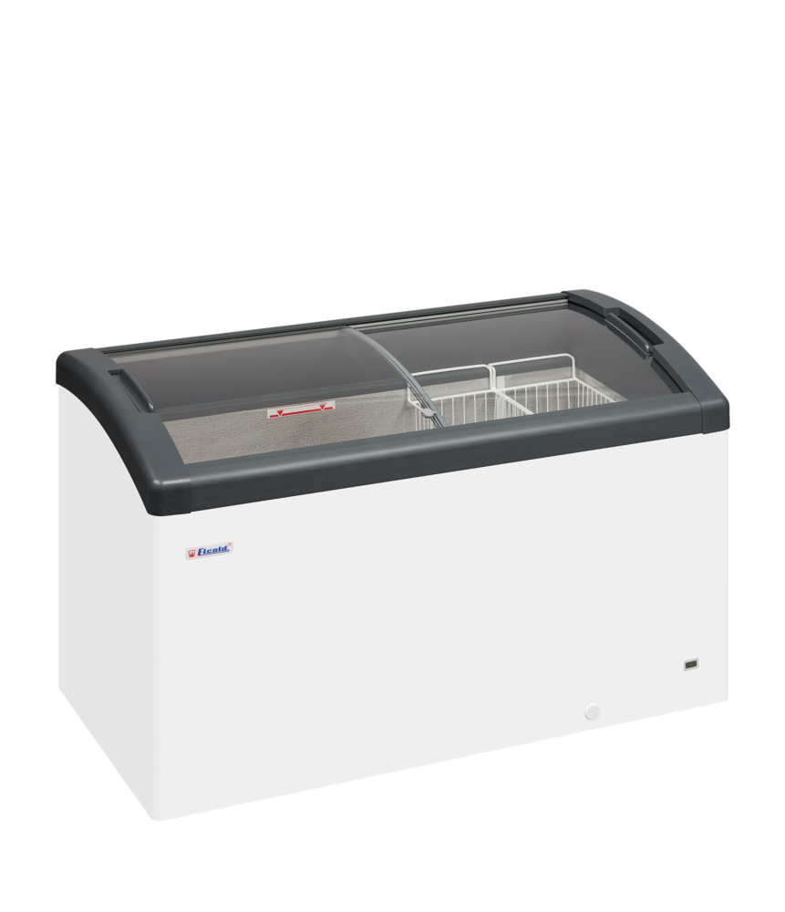 Elcold FOCUS 131 GREY Sliding Curved Glass Lid Chest Freezer