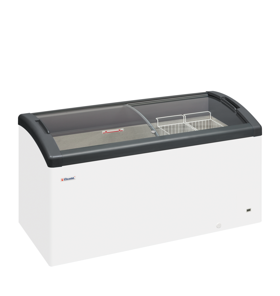 Elcold FOCUS 151 GREY Sliding Curved Glass Lid Chest Freezer