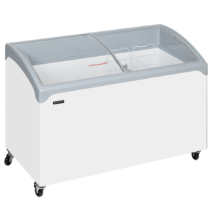 TEFCOLD NIC400SCEB LED Sliding Curved Glass Lid Chest Freezer