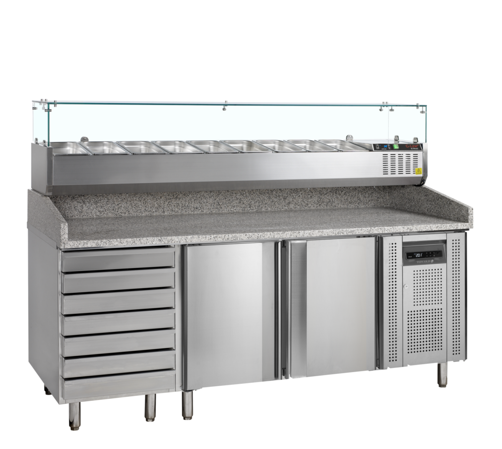 TEFCOLD PT1310 + GVC38-200 Pizza Table with Topping unit